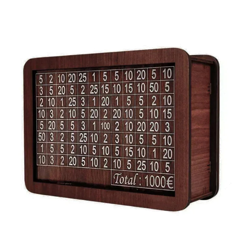 Euro Money Box Wooden Piggy Bank – Savings Vault Challenge Box