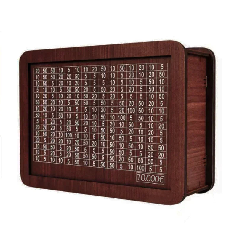 Euro Money Box Wooden Piggy Bank – Savings Vault Challenge Box