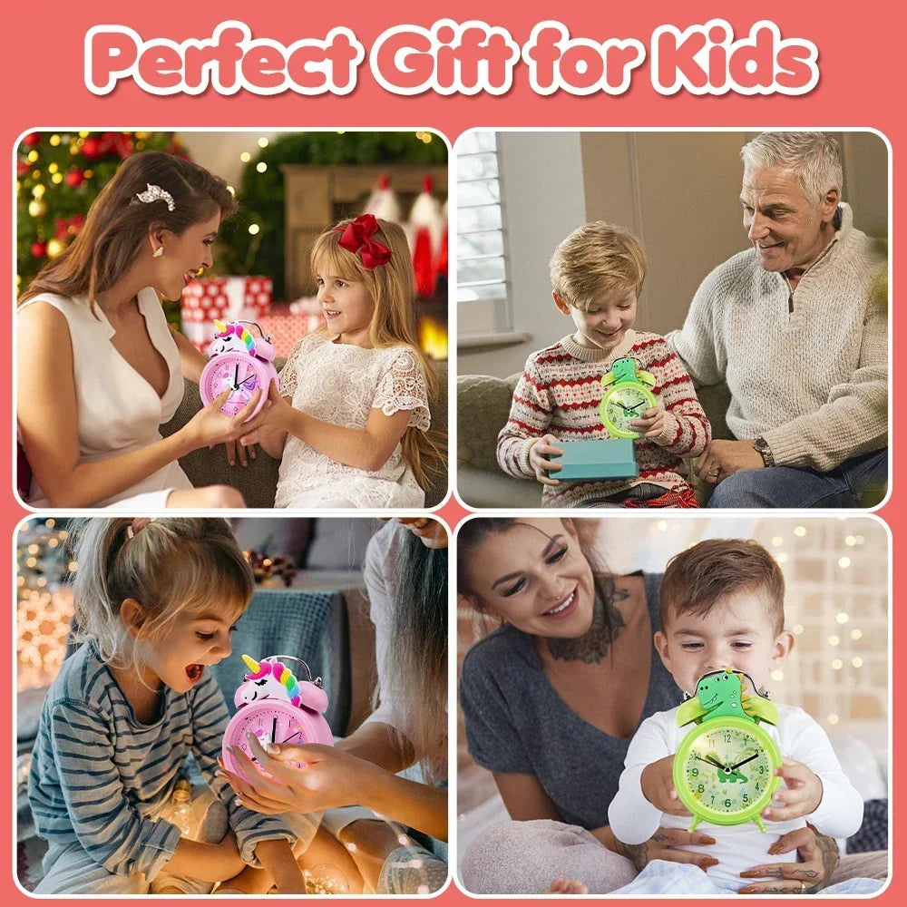 Pink Unicorn Kids Alarm Clock – Cute Double Bell Desk Clock with Backlight