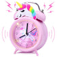 Pink Unicorn Kids Alarm Clock – Cute Double Bell Desk Clock with Backlight