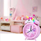 Pink Unicorn Kids Alarm Clock – Cute Double Bell Desk Clock with Backlight