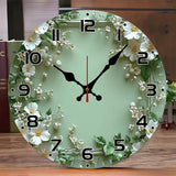 Romantic Green Wreath Wooden Silent Wall Clock – Home & Office Decor