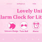Pink Unicorn Kids Alarm Clock – Cute Double Bell Desk Clock with Backlight