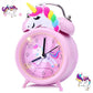 Pink Unicorn Kids Alarm Clock – Cute Double Bell Desk Clock with Backlight
