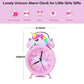 Pink Unicorn Kids Alarm Clock – Cute Double Bell Desk Clock with Backlight